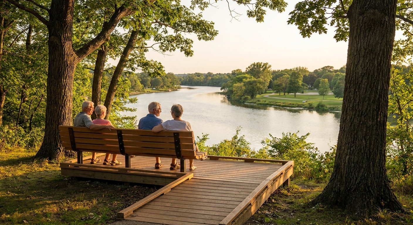 Fox River overlook near Treaty Park in Kimberly, WI representing the community where Dodd Home Safety provides aging-in-place home modifications