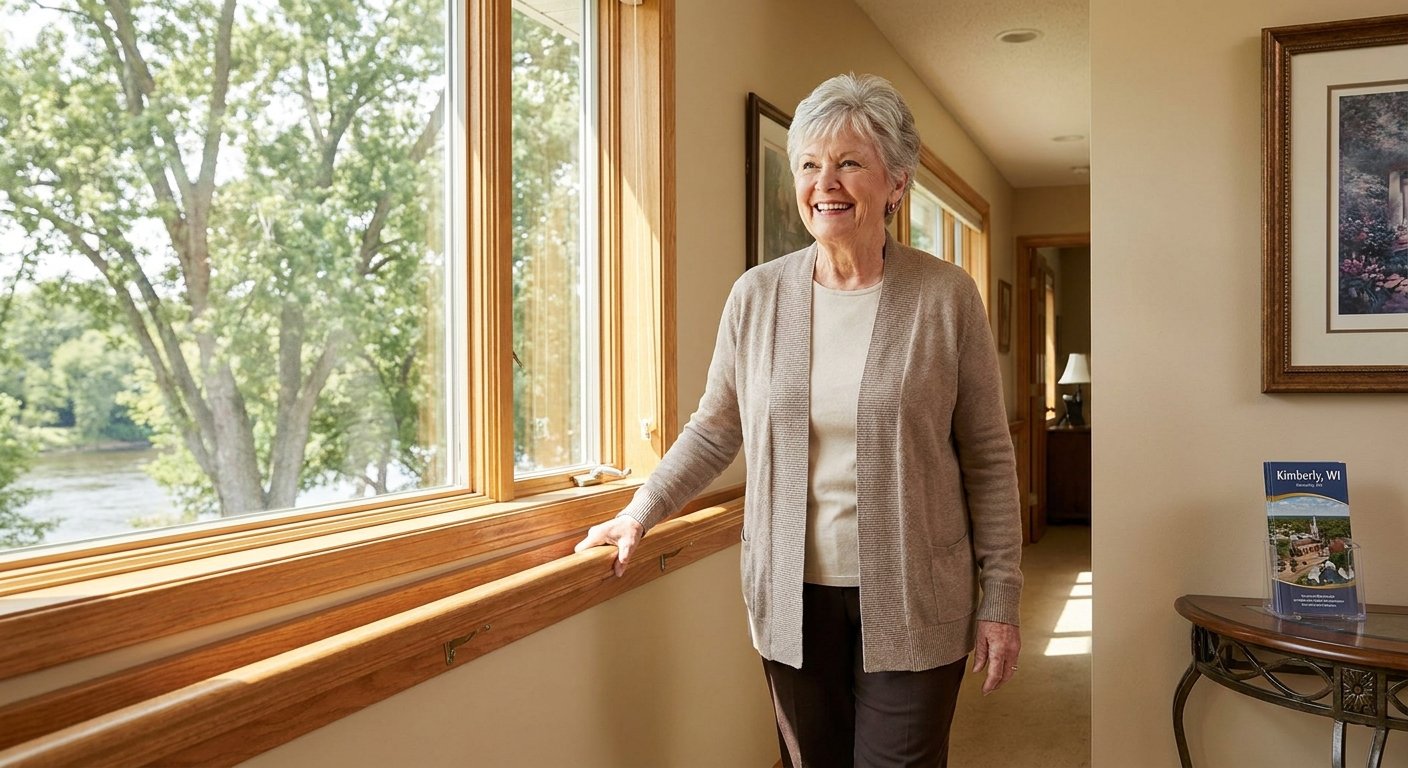 Senior woman aging in place safely in her Kimberly, WI home with occupational therapy modifications