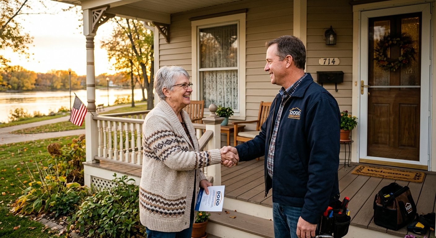 Kimberly WI senior homeowner meeting with Dodd Home Safety general contractor for free in-home consultation