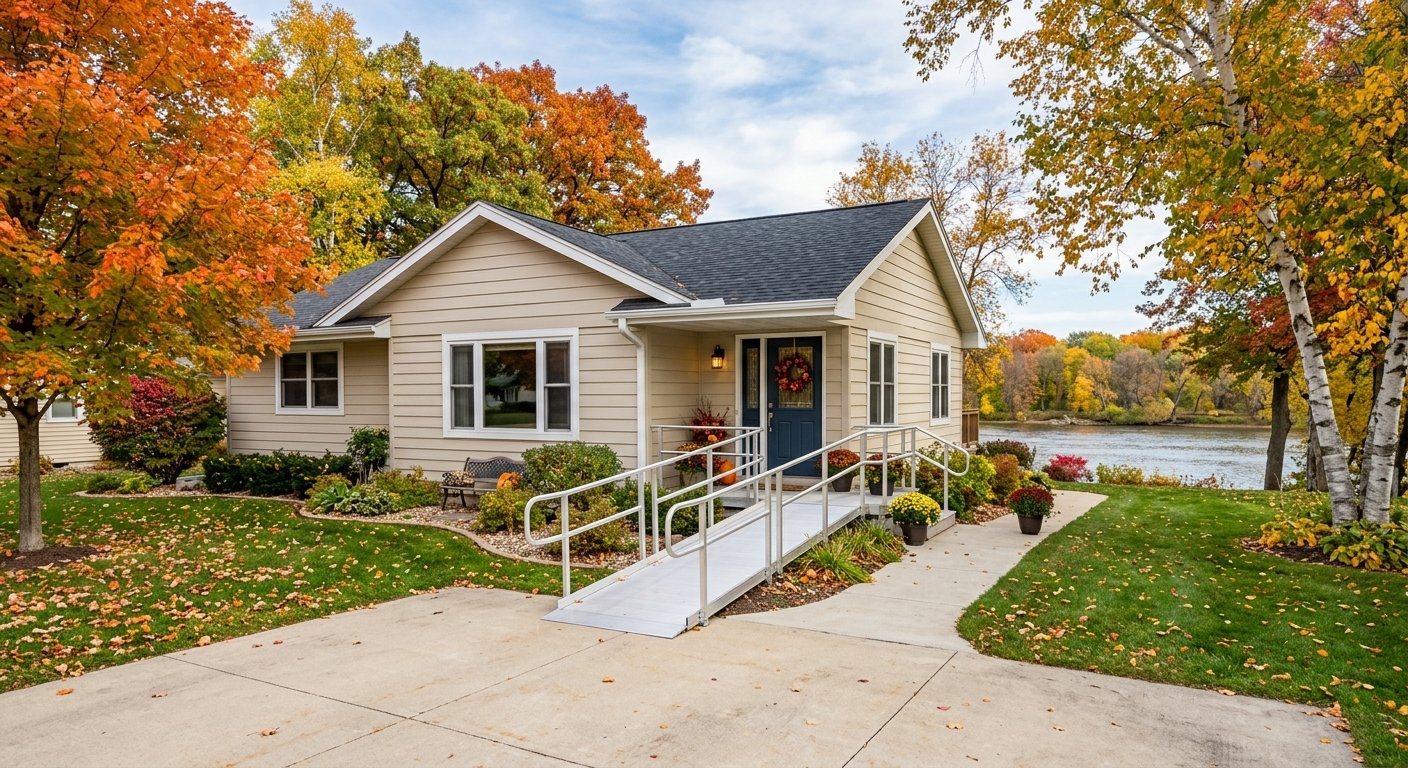 Kimberly WI home near the Fox River with professionally installed senior safety ramp by Dodd Home Safety