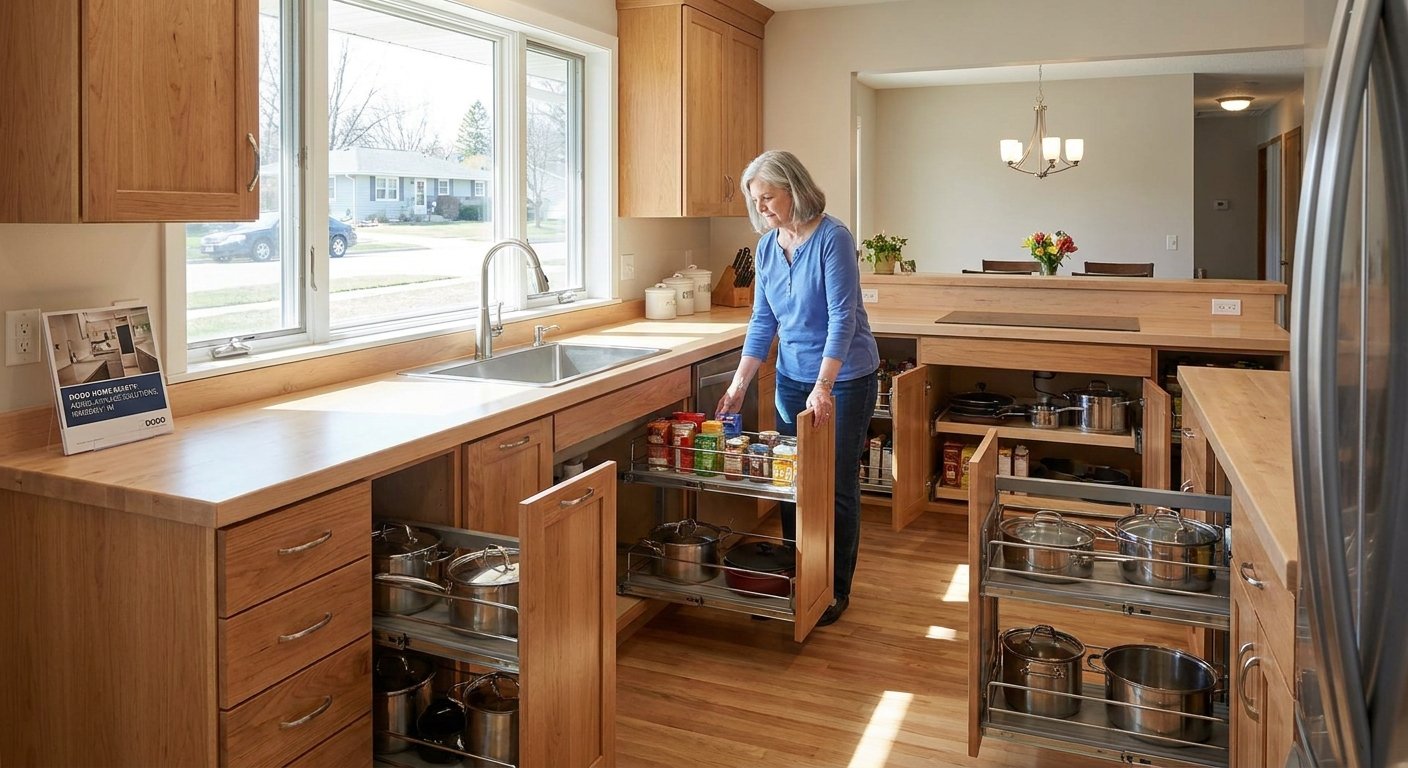 Accessible kitchen modification in a Kimberly, WI home as part of an aging-in-place plan by Dodd Home Safety