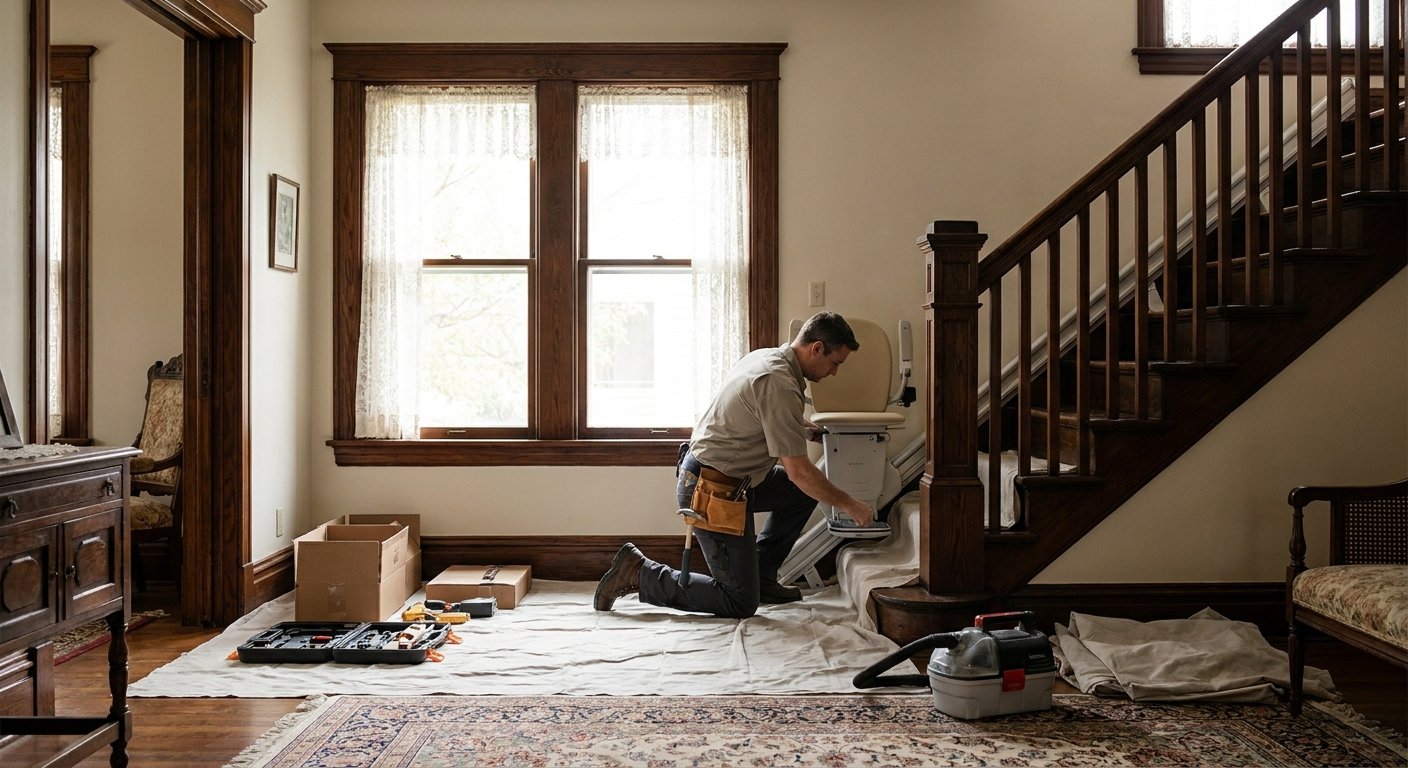 Stairlift installation in a Kimberly, WI home by Dodd Home Safety mobility equipment supplier