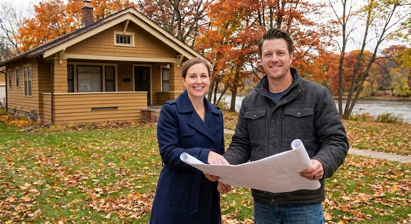 Licensed therapist and licensed contractor team outside a Kimberly WI home for aging in place consultation