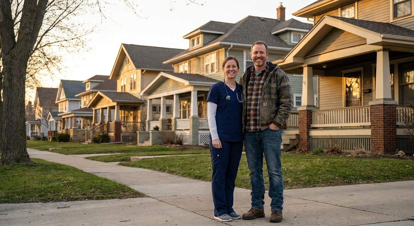 Dodd Home Safety owners on a Kimberly WI residential street — licensed occupational therapist and licensed contractor serving the Fox Cities