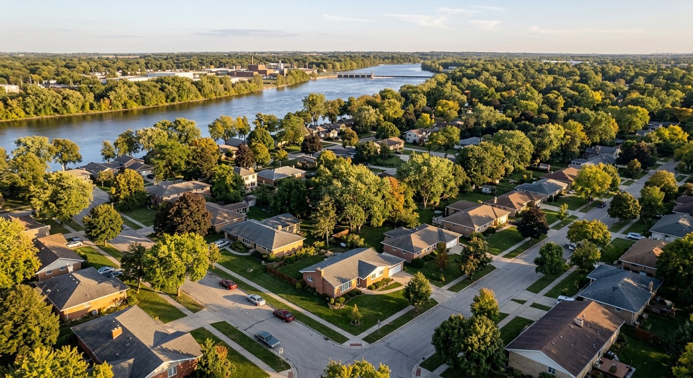 Historic homes in Papermill Estates neighborhood near the Fox River in Kimberly, WI where Dodd Home Safety provides aging-in-place bathroom remodeling