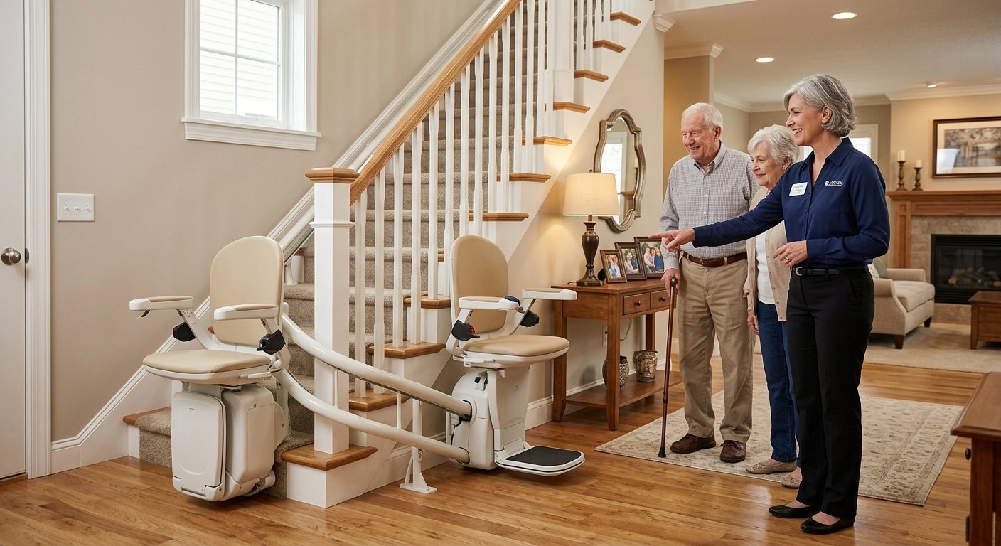 Straight and curved stairlift models available from Dodd Home Safety, a mobility equipment supplier in Kimberly, WI