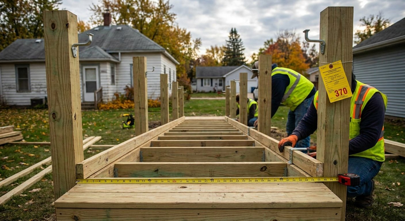 Wheelchair ramp construction in Kimberly, WI meeting Wisconsin Residential Ramp Code SPS 321.045 requirements including 36-inch width and handrails